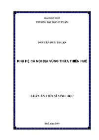 Khu Hệ Cá Nội Địa Vùng Thừa Thiên Huế