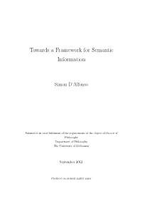 Towards a Framework for Semantic Information