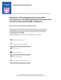 Advances in the Pathogenesis and Possible Treatments for Multiple Hereditary Exostoses from the 2016 International MHE Conference