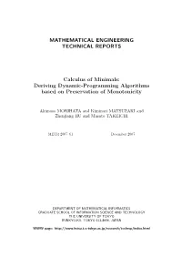 Deriving Dynamic-Programming Algorithms Based on Preservation of Monotonicity