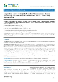 Impact on Microbiology Laboratory Turnaround Times Following Process Improvements and Total Laboratory Automation