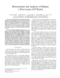 Measurement and Analysis of Hajime, a Peer-To-Peer Iot Botnet
