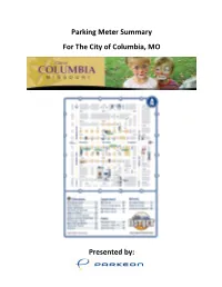 Parking Meter Summary for the City of Columbia, MO Presented