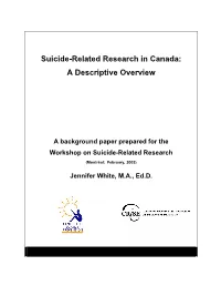 Suicide-Related Research in Canada: a Descriptive Overview