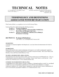 Terminology and Definitions Associated with Revegetation