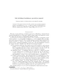 THE HYPEROCTAHEDRAL QUANTUM GROUP Introduction