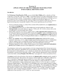 Application of the Polymerase Chain Reaction in Bacterial Identification