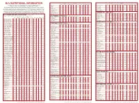 BJ's NUTRITIONAL INFORMATION