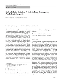 Centric Relation Definition: a Historical and Contemporary