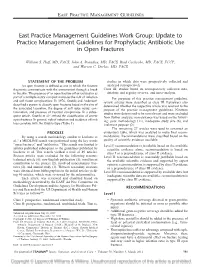 East Practice Management Guidelines Work Group: Update to Practice Management Guidelines for Prophylactic Antibiotic Use in Open Fractures