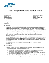 Genetic Testing for Non-Cancerous Inheritable Diseases