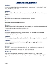 Moderated Panel Questions