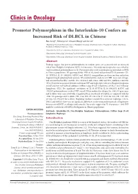 Promoter Polymorphism in the Interleukin-10 Confers an Increased