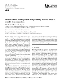 Tropical Climate and Vegetation Changes During Heinrich Event 1: a Model-Data Comparison