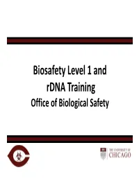 Biosafety Level 1 and Rdna Training