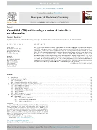 Cannabidiol (CBD) and Its Analogs: a Review of Their Effects on Inflammation
