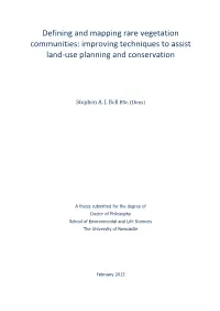 Defining and Mapping Rare Vegetation Communities: Improving Techniques to Assist Land-Use Planning and Conservation