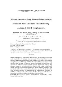 Identification of Anchovy, Encrasicholina Punctifer Stocks On