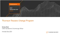 IR Day 2021 Thomson Reuters Change Program