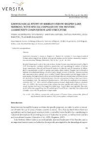 Limnological Study of Serbian Oxbow Shaped Lake Srebrno, with Special Emphasis on the Benthic Community Composition and Structure