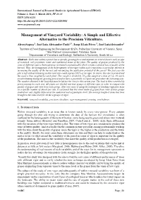 Management of Vineyard Variability: a Simple and Effective Alternative to the Precision Viticulture