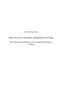 Open Access to Scientific Information in Croatia
