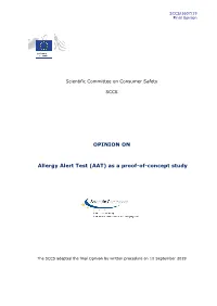 Opinion on Allergy Alert Test (AAT) As a Proof-Of-Concept Study ______