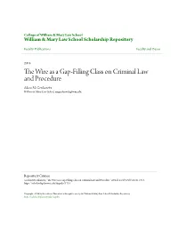 The Wire As a Gap-Filling Class on Criminal Law and Procedure