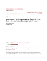 Accounts of Nepalese Mammals and Analysis of the Host-Ectoparasite Data by Computer Techniques Richard Merle Mitchell Iowa State University