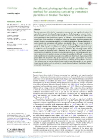 An Efficient Photograph-Based Quantitative Method for Assessing Castrating Trematode Cambridge.Org/Par Parasites in Bivalve Molluscs