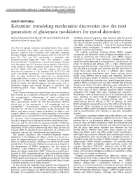 Ketamine: Translating Mechanistic Discoveries Into the Next Generation of Glutamate Modulators for Mood Disorders