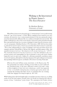 Wishing to Be Interviewed in Henry James's the Reverberator [Access Article in HTML] [Access Article in PDF] Subjects: ❍ James, Henry, 1843-1916