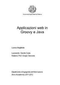 Applicazioni Web in Groovy E Java