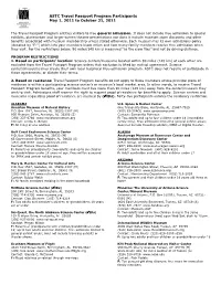 ASTC Travel Passport Program Participants May 1, 2011 to October 31, 2011