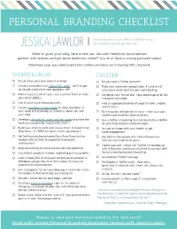 PERSONAL BRANDING CHECKLIST Account Settings” to a Variation of Your Name I.E