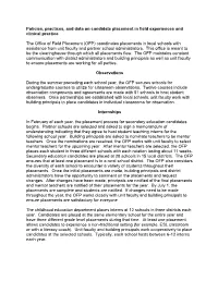 Policies, Practices, and Data on Candidate Placement in Field Experiences and Clinical Practice