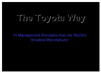 The Toyotatoyota Wayway (The Company That Invented Lean Production)