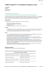 AMD Catalyst™ 13.4 Windows® Release Notes • Back