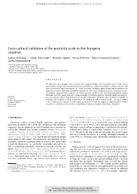 Cross-Cultural Validation of the Positivity-Scale in Five European