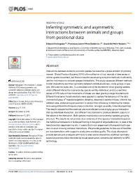 Inferring Symmetric and Asymmetric Interactions Between Animals and Groups from Positional Data