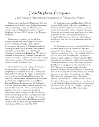 John Stephens, Composer 2000 Johansen International Competition for Young String Players