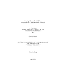 Life-Writing and Colonial Relations, 1794-1826 a Dissertation
