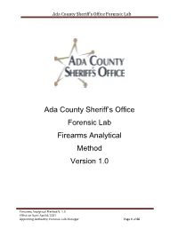 Ada County Sheriff's Office Forensic Lab Firearms Analytical Method