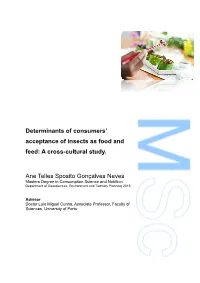 Determinants of Consumers' Acceptance of Insects As Food And