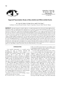 Eggshell Pigmentation Study in Blue-Shelled and White-Shelled Ducks
