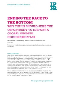 Ending the Race to the Bottom Why the Uk Should Seize the Opportunity to Support a Global Minimum Corporation Tax