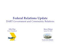 Federal Relations Update DART Government and Community Relations