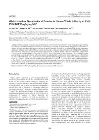 Global Absolute Quantitation of Proteins in Human Whole Saliva by Nlc-Q- IMS-TOF Employing MSE