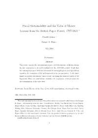 Lessons from the British Paper Pound, 1797-1821 ∗