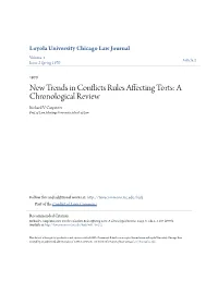 New Trends in Conflicts Rules Affecting Torts: a Chronological Review Richard V